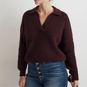 Madewell waffle knit Henley sweater - Heather currant